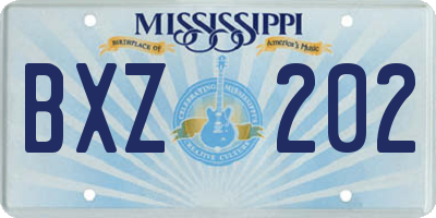 MS license plate BXZ202