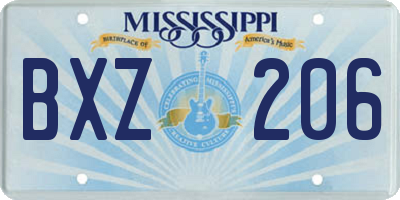 MS license plate BXZ206