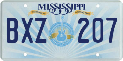 MS license plate BXZ207