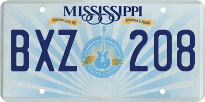 MS license plate BXZ208