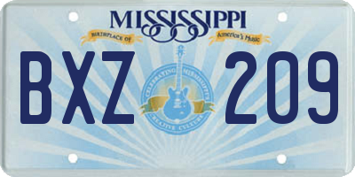 MS license plate BXZ209