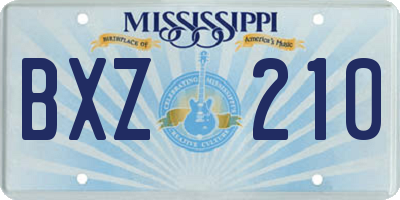 MS license plate BXZ210