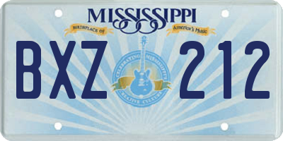 MS license plate BXZ212