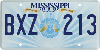 MS license plate BXZ213