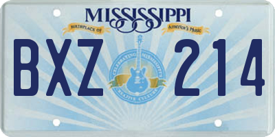 MS license plate BXZ214