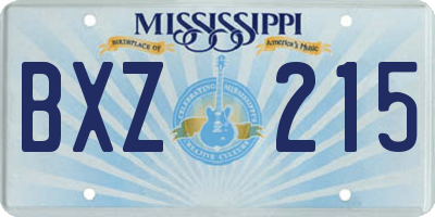 MS license plate BXZ215