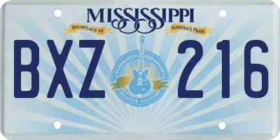 MS license plate BXZ216