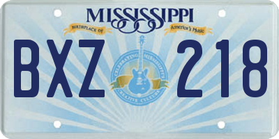 MS license plate BXZ218