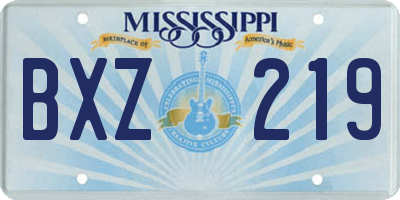 MS license plate BXZ219