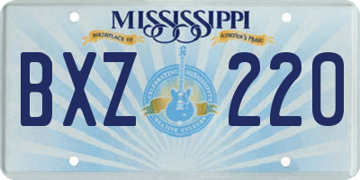 MS license plate BXZ220