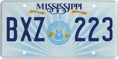 MS license plate BXZ223