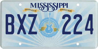 MS license plate BXZ224
