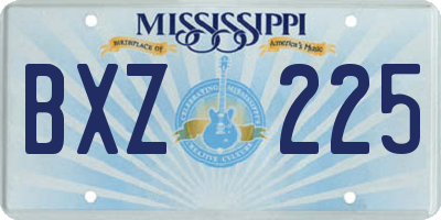 MS license plate BXZ225
