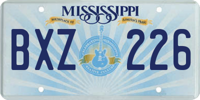 MS license plate BXZ226