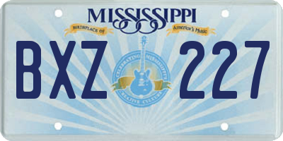 MS license plate BXZ227