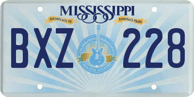 MS license plate BXZ228