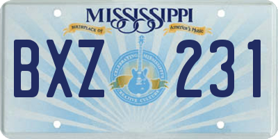 MS license plate BXZ231
