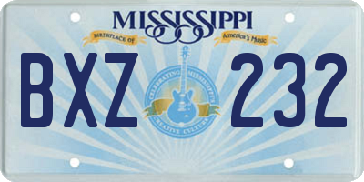MS license plate BXZ232