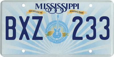 MS license plate BXZ233