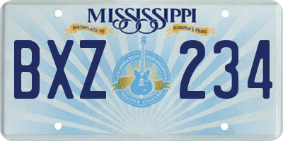 MS license plate BXZ234