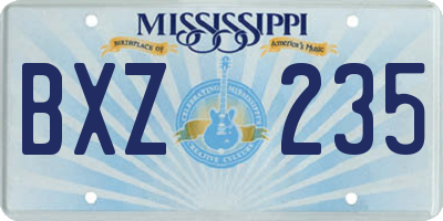 MS license plate BXZ235