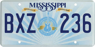 MS license plate BXZ236