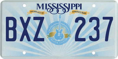 MS license plate BXZ237
