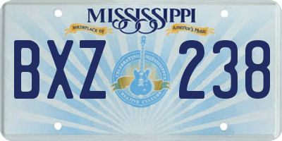 MS license plate BXZ238