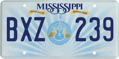 MS license plate BXZ239