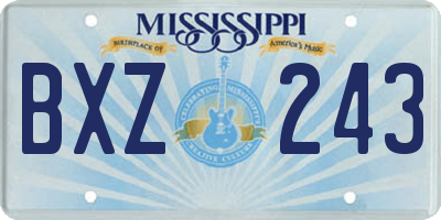MS license plate BXZ243