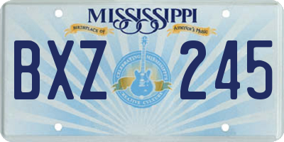 MS license plate BXZ245