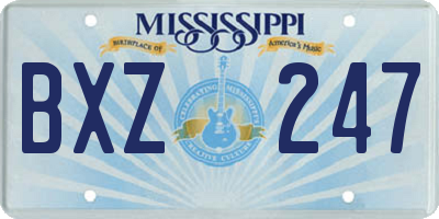 MS license plate BXZ247