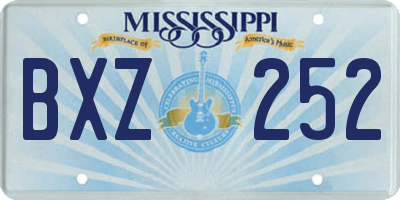 MS license plate BXZ252