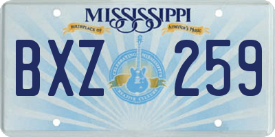 MS license plate BXZ259