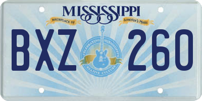 MS license plate BXZ260