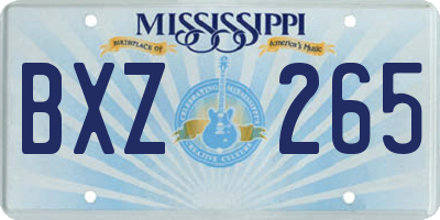 MS license plate BXZ265