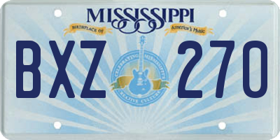 MS license plate BXZ270