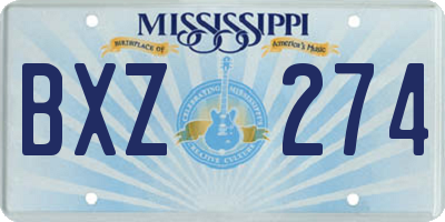 MS license plate BXZ274