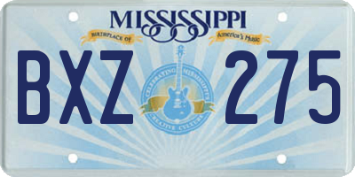 MS license plate BXZ275
