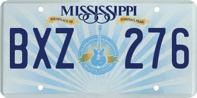 MS license plate BXZ276