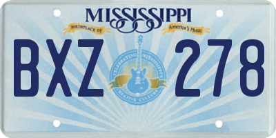 MS license plate BXZ278
