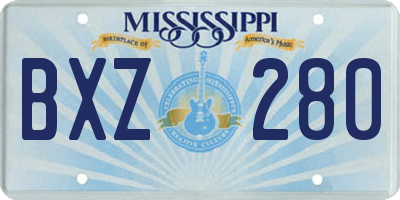 MS license plate BXZ280
