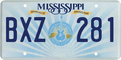 MS license plate BXZ281