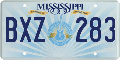 MS license plate BXZ283