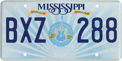 MS license plate BXZ288