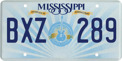 MS license plate BXZ289