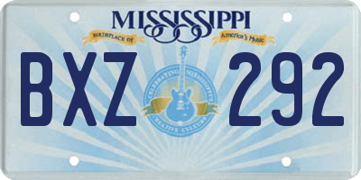 MS license plate BXZ292