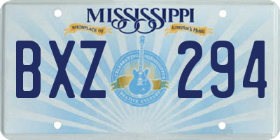 MS license plate BXZ294