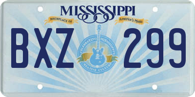 MS license plate BXZ299