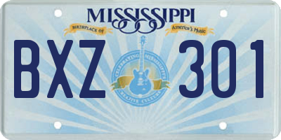 MS license plate BXZ301